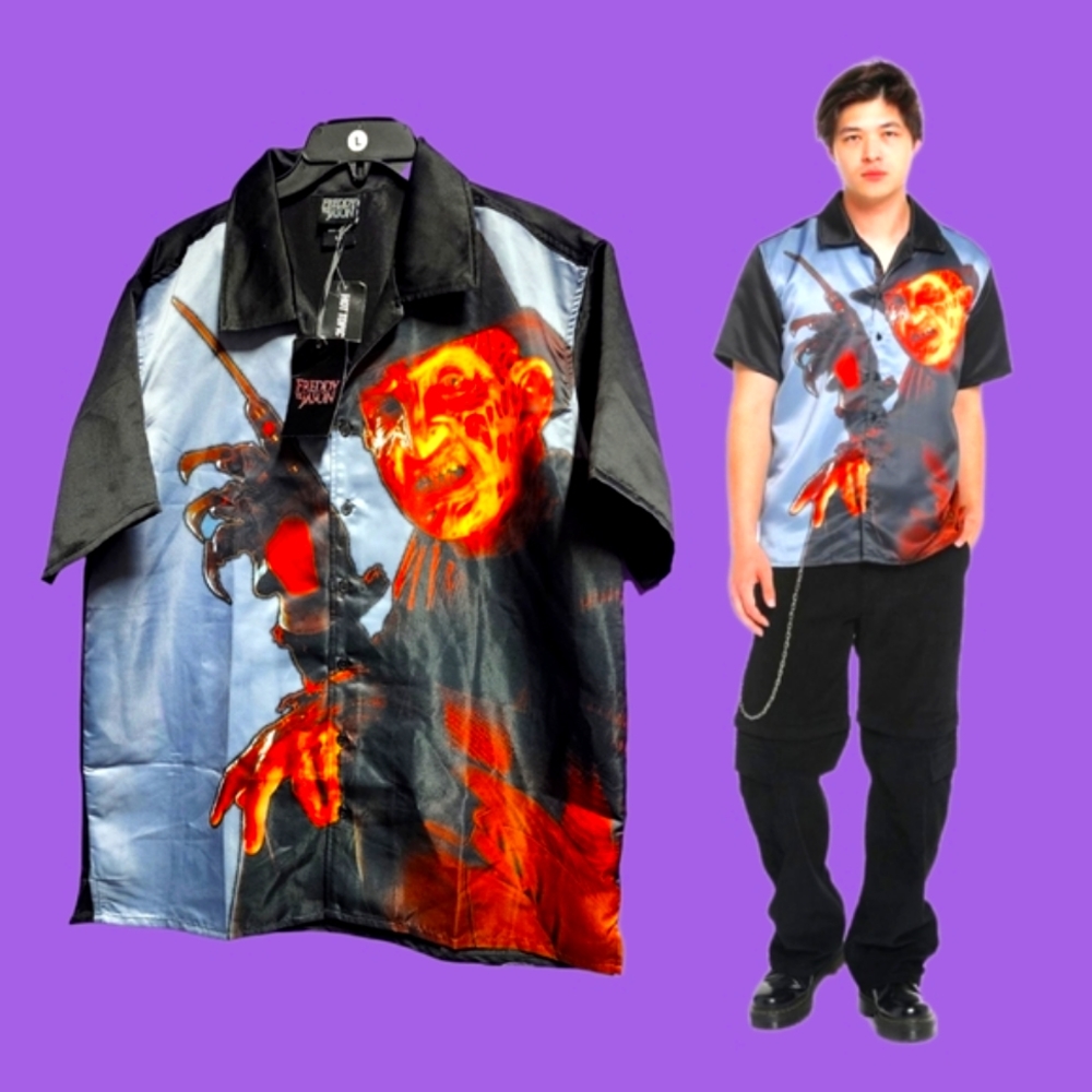 Freddy Vs. Jason Freddy Sublimated Woven Button-Up